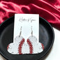 Baseball & Softball Heart Earrings – Lightweight Faux Leather Sports Earrings – Game Day Accessories