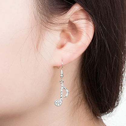 Sparkle & Shine: Rhinestone Musical Notes Dangle Earrings 🎶