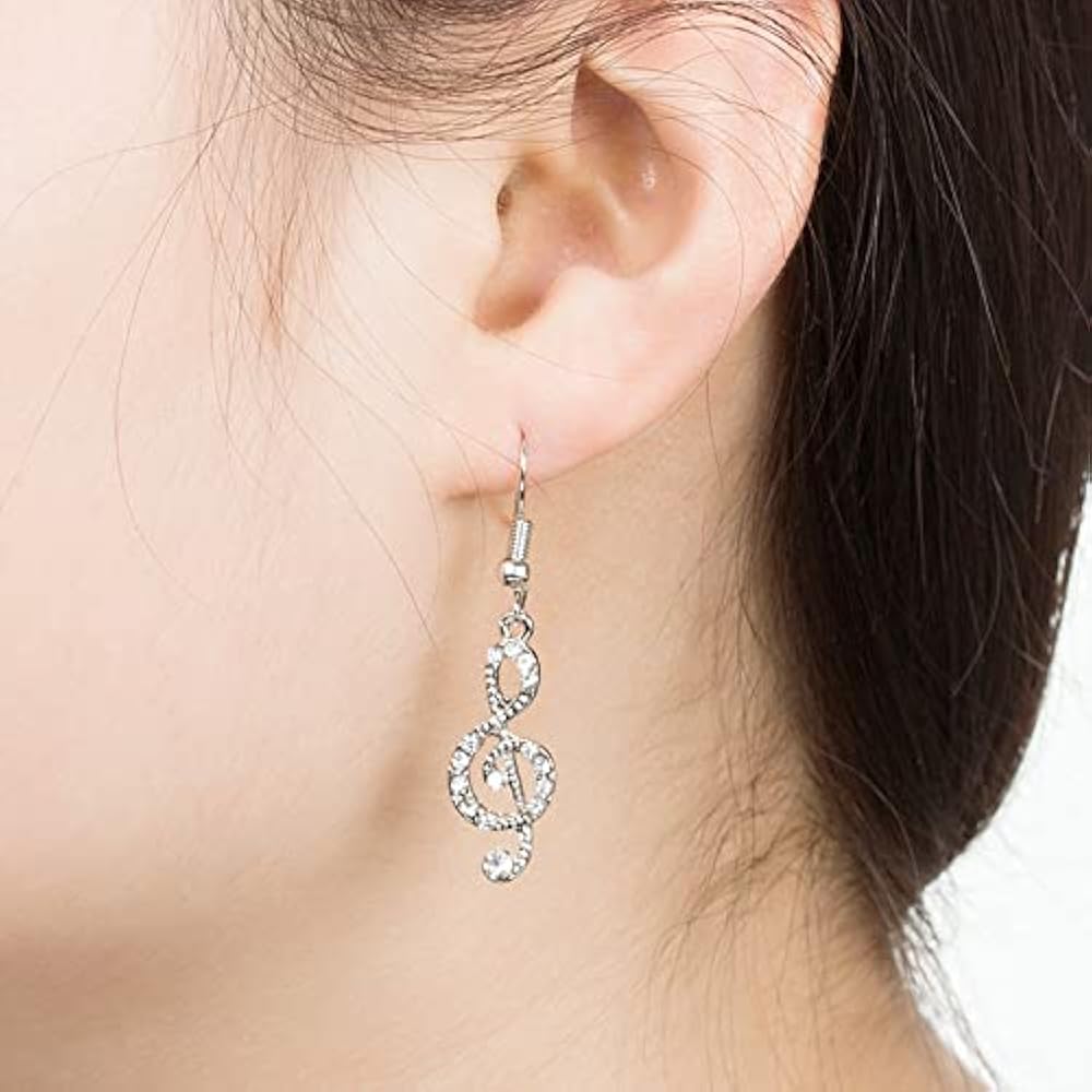 Sparkle & Shine: Rhinestone Musical Notes Dangle Earrings 🎶