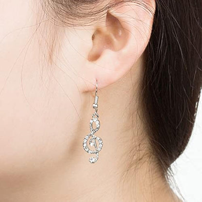 Sparkle & Shine: Rhinestone Musical Notes Dangle Earrings 🎶