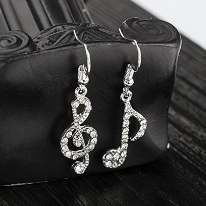 Sparkle & Shine: Rhinestone Musical Notes Dangle Earrings 🎶