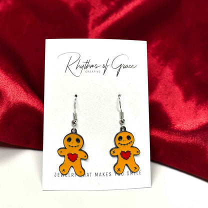 Voodoo Doll Heart Earrings – Whimsical Gothic Charm