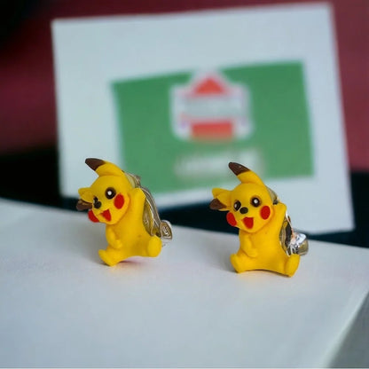 Pika Spark Clip-On Earrings | Handmade Kawaii Character Earrings | Anime Inspired Jewelry