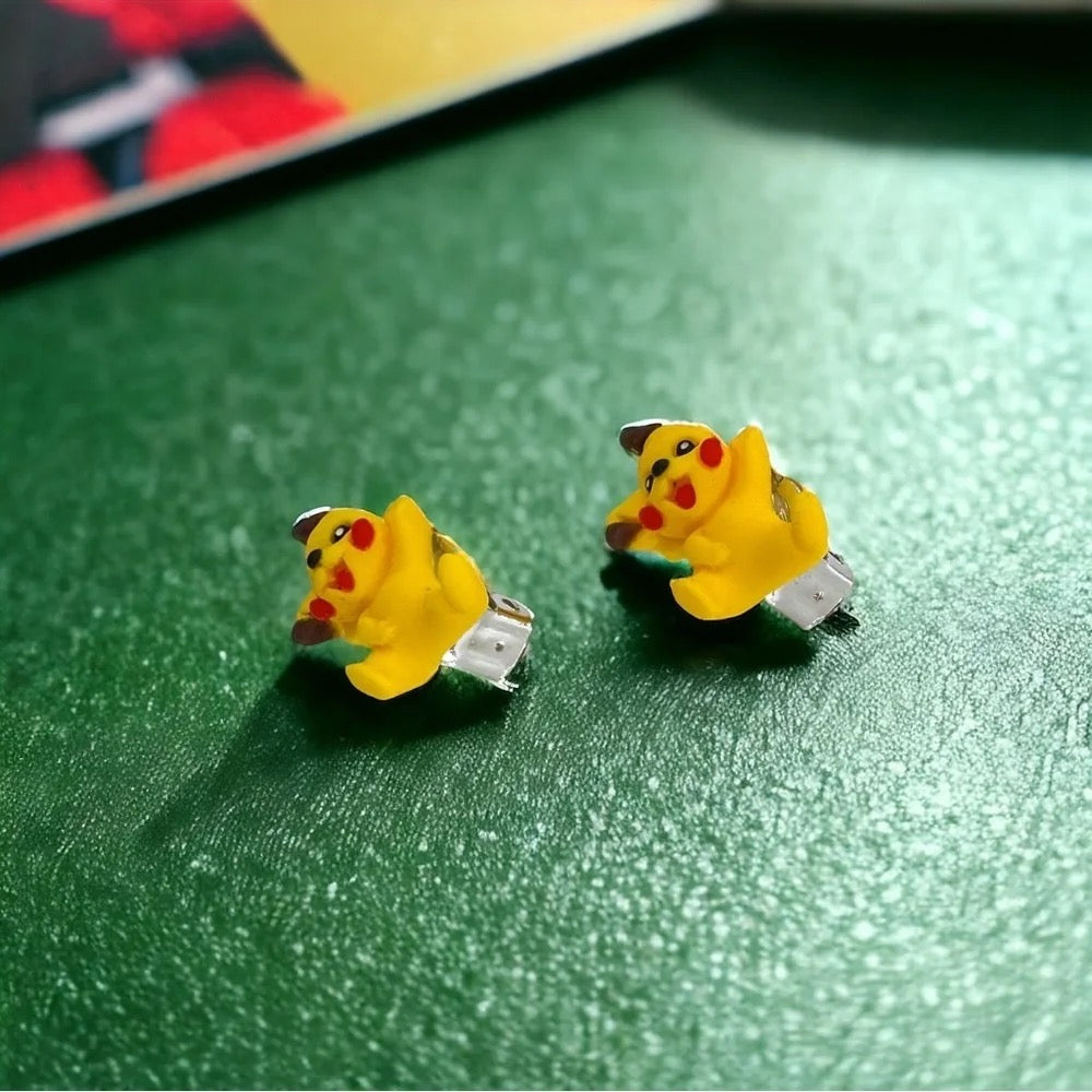 Pika Spark Clip-On Earrings | Handmade Kawaii Character Earrings | Anime Inspired Jewelry