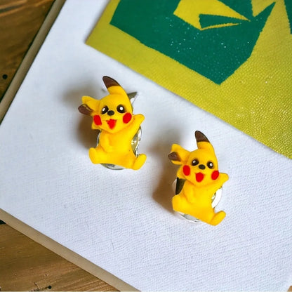 Pika Spark Clip-On Earrings | Handmade Kawaii Character Earrings | Anime Inspired Jewelry