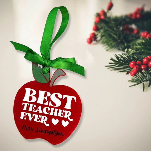 Personalized Teacher Apple Ornament – A Thoughtful Gift for Your Favorite Teacher!