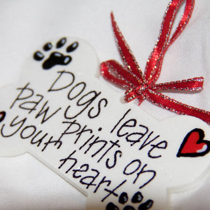 Paw Prints on Your Heart - Personalized Dog Bone Ornament for Pet Lovers!