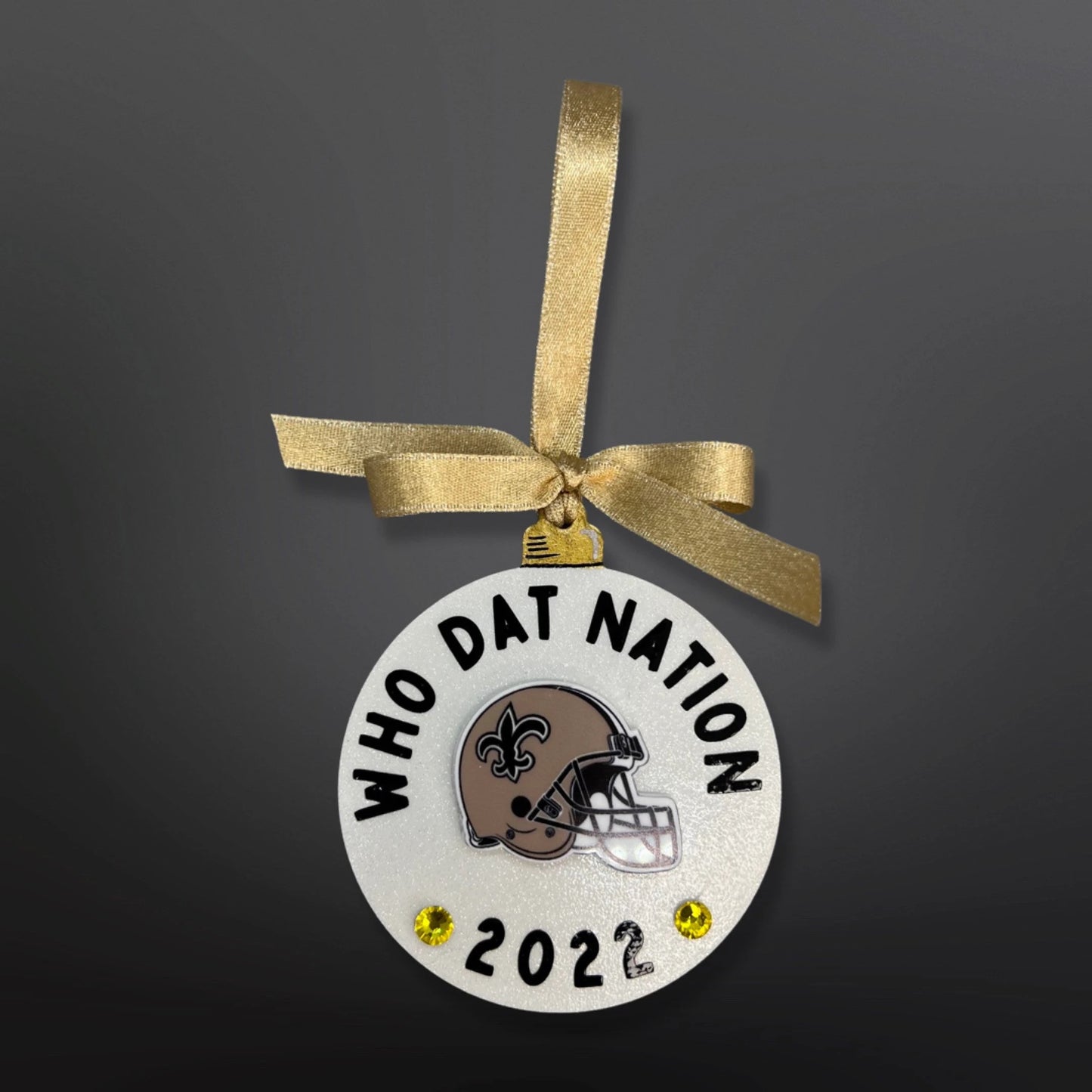 Who Dat Nation 2024 Christmas Ornament - Handmade Saints Fan Gift, New Orleans Decor, Black and Gold Holiday Keepsake