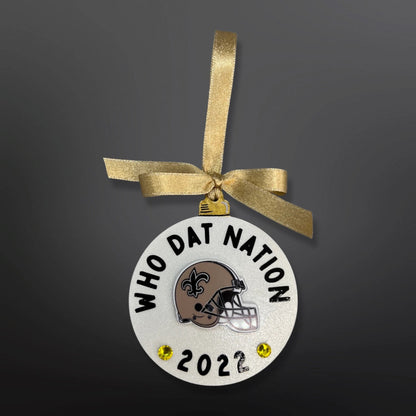 Who Dat Nation 2024 Christmas Ornament - Handmade Saints Fan Gift, New Orleans Decor, Black and Gold Holiday Keepsake