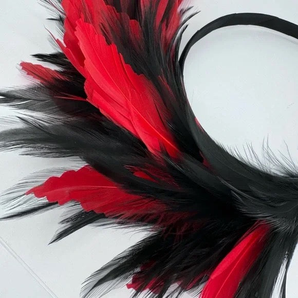 Stunning Red & Black Feathered Headband