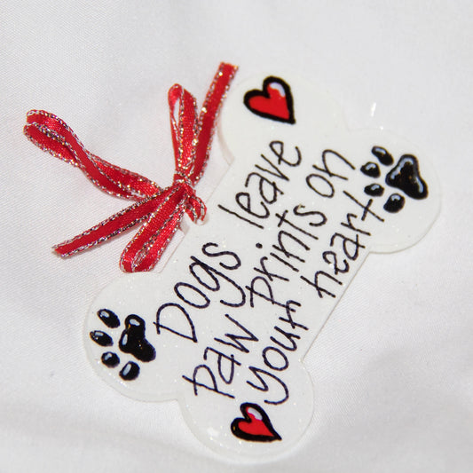 Paw Prints on Your Heart - Personalized Dog Bone Ornament for Pet Lovers!