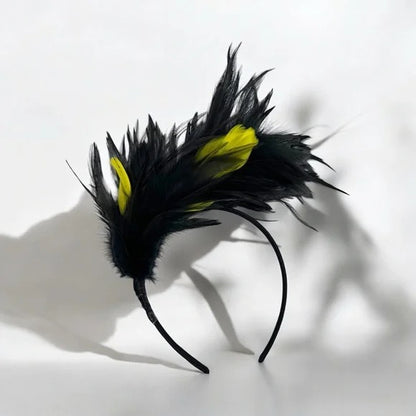 Stunning Yellow & Black Feathered Headband