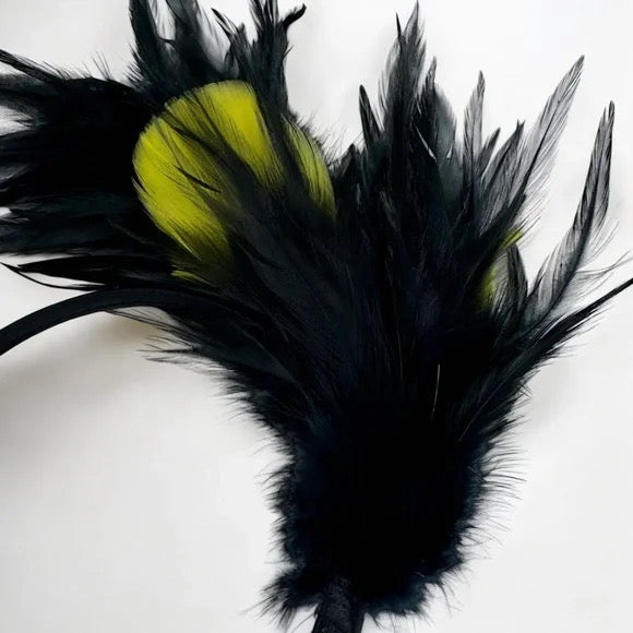 Stunning Yellow & Black Feathered Headband