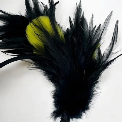 Stunning Yellow & Black Feathered Headband