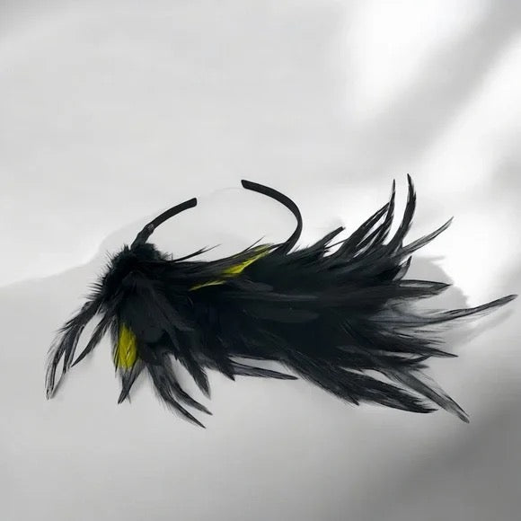 Stunning Yellow & Black Feathered Headband