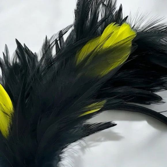 Stunning Yellow & Black Feathered Headband