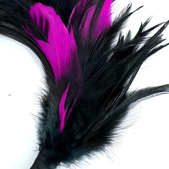 Stunning Pink & Black Feathered Headband