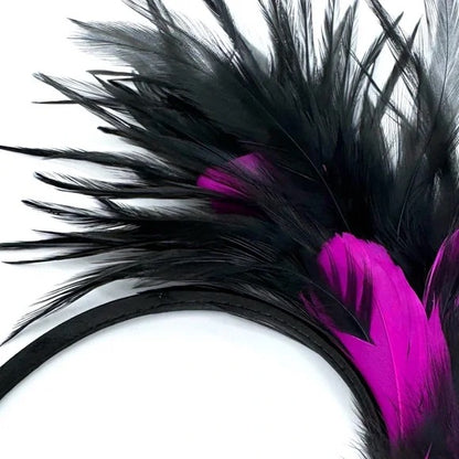 Stunning Pink & Black Feathered Headband