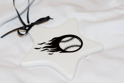 Baseball Christmas Ornament: "Baseball Flames" – A Perfect Gift for Baseball Fans