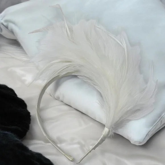 Stunning White Feathered Headband