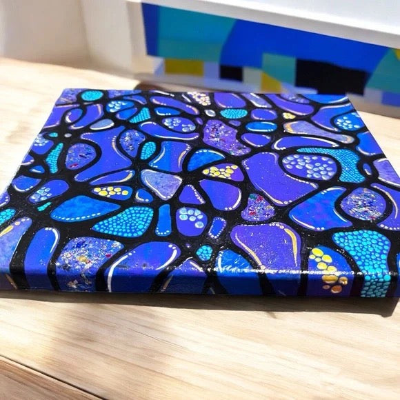 "Oceanic Mosaic"  – Original Abstract Acrylic Painting I 8x10 Canvas