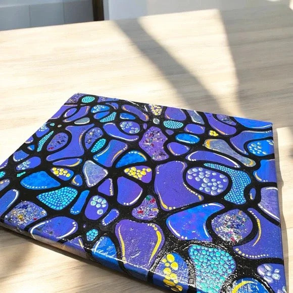 "Oceanic Mosaic"  – Original Abstract Acrylic Painting I 8x10 Canvas