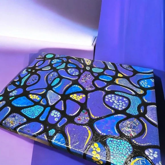 "Oceanic Mosaic"  – Original Abstract Acrylic Painting I 8x10 Canvas