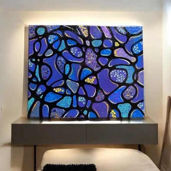 "Oceanic Mosaic"  – Original Abstract Acrylic Painting I 8x10 Canvas
