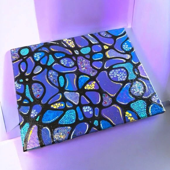 "Oceanic Mosaic"  – Original Abstract Acrylic Painting I 8x10 Canvas