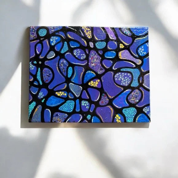 "Oceanic Mosaic"  – Original Abstract Acrylic Painting I 8x10 Canvas