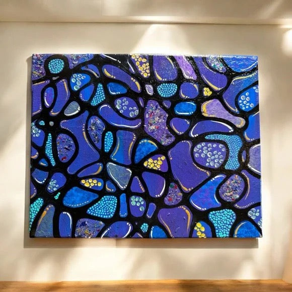 "Oceanic Mosaic"  – Original Abstract Acrylic Painting I 8x10 Canvas