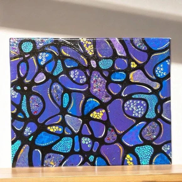 "Oceanic Mosaic"  – Original Abstract Acrylic Painting I 8x10 Canvas
