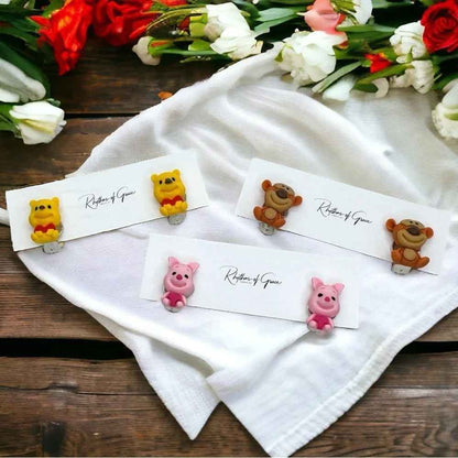 Winnie the Pooh Character Clip-On Earrings Set