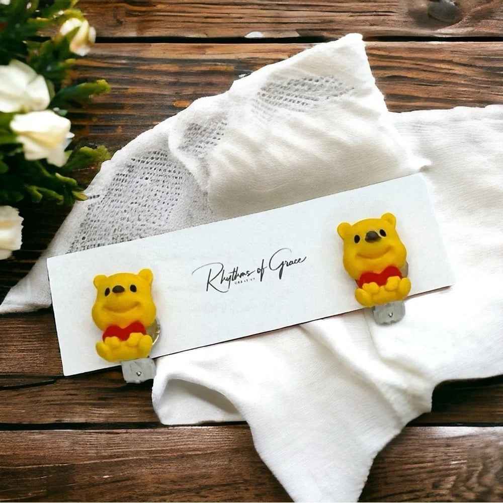 Winnie the Pooh Character Clip-On Earrings Set