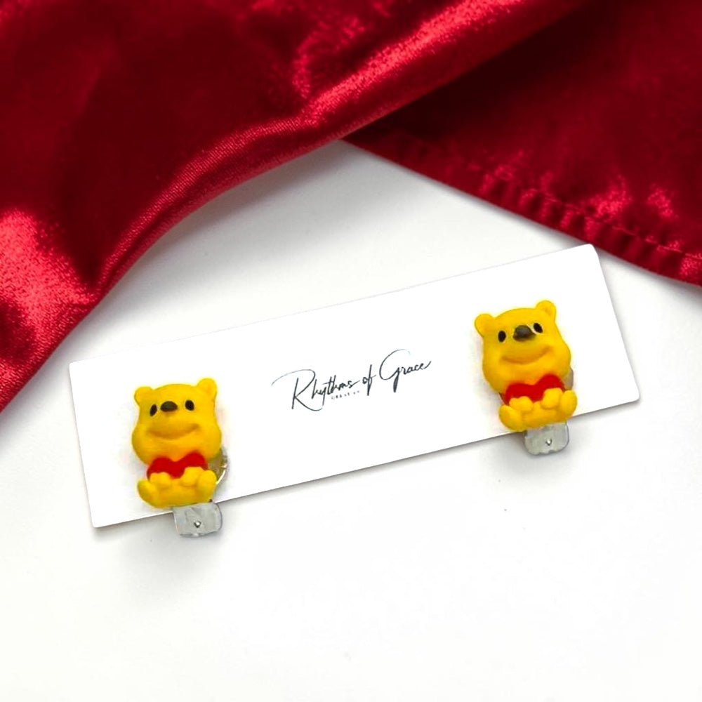 Winnie the Pooh Character Clip-On Earrings Set