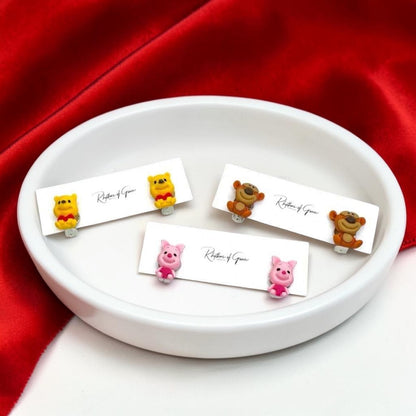Winnie the Pooh Character Clip-On Earrings Set