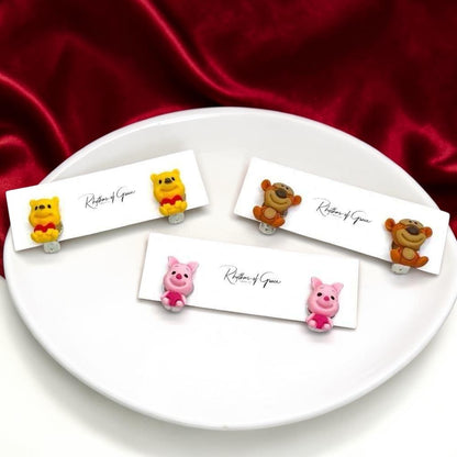 Winnie the Pooh Character Clip-On Earrings Set