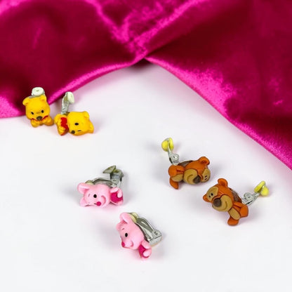 Winnie the Pooh Character Clip-On Earrings Set