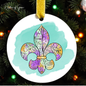 Mardi Gras Fleur-de-Lis Ornament | Louisiana Watercolor Art
