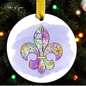 Mardi Gras Fleur-de-Lis Ornament | Louisiana Watercolor Art