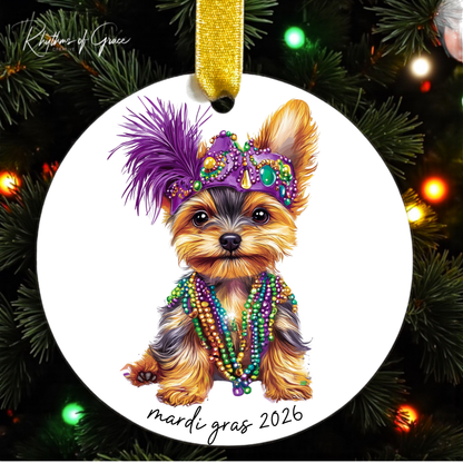 Mardi Gras Dog Breed Ornament | Personalized Pet Keepsake