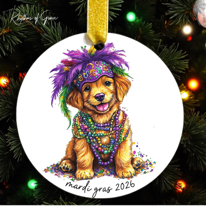 Mardi Gras Dog Breed Ornament | Personalized Pet Keepsake