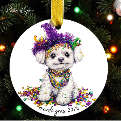 Mardi Gras Dog Breed Ornament | Personalized Pet Keepsake