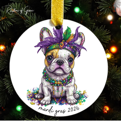 Mardi Gras Dog Breed Ornament | Personalized Pet Keepsake