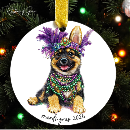 Mardi Gras Dog Breed Ornament | Personalized Pet Keepsake
