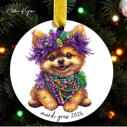 Mardi Gras Dog Breed Ornament | Personalized Pet Keepsake