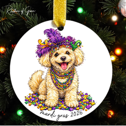Mardi Gras Dog Breed Ornament | Personalized Pet Keepsake