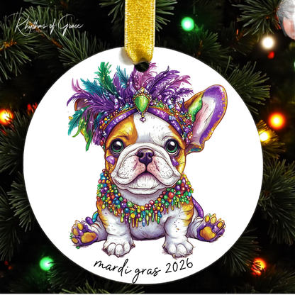 Mardi Gras Dog Breed Ornament | Personalized Pet Keepsake