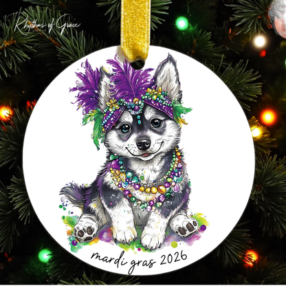 Mardi Gras Dog Breed Ornament | Personalized Pet Keepsake
