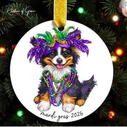 Mardi Gras Dog Breed Ornament | Personalized Pet Keepsake